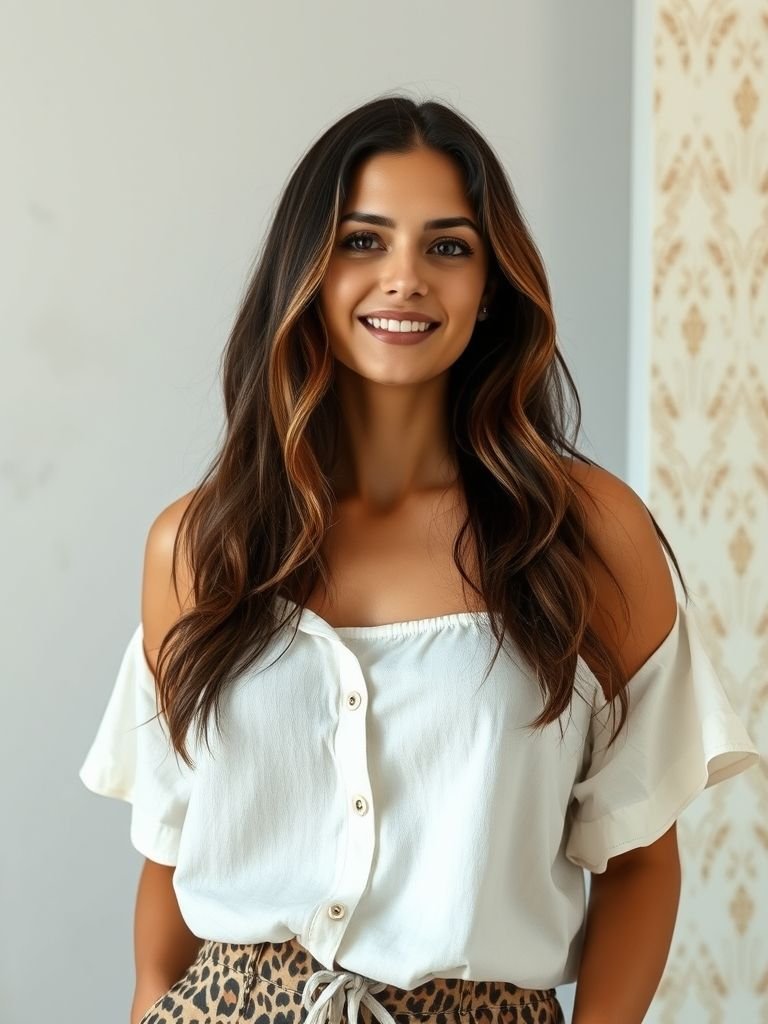 Leopard Print Linen Pants with White Top