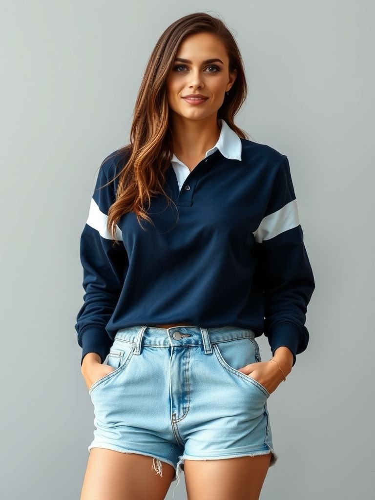 Rugby Shirt with Denim Shorts 