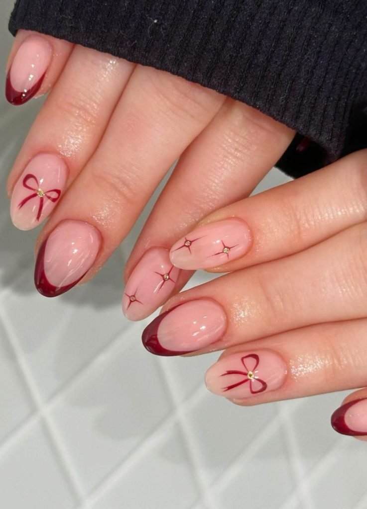 20+ Trendy February Nail Designs for Valentine's Day 2026 17 Bow Accents