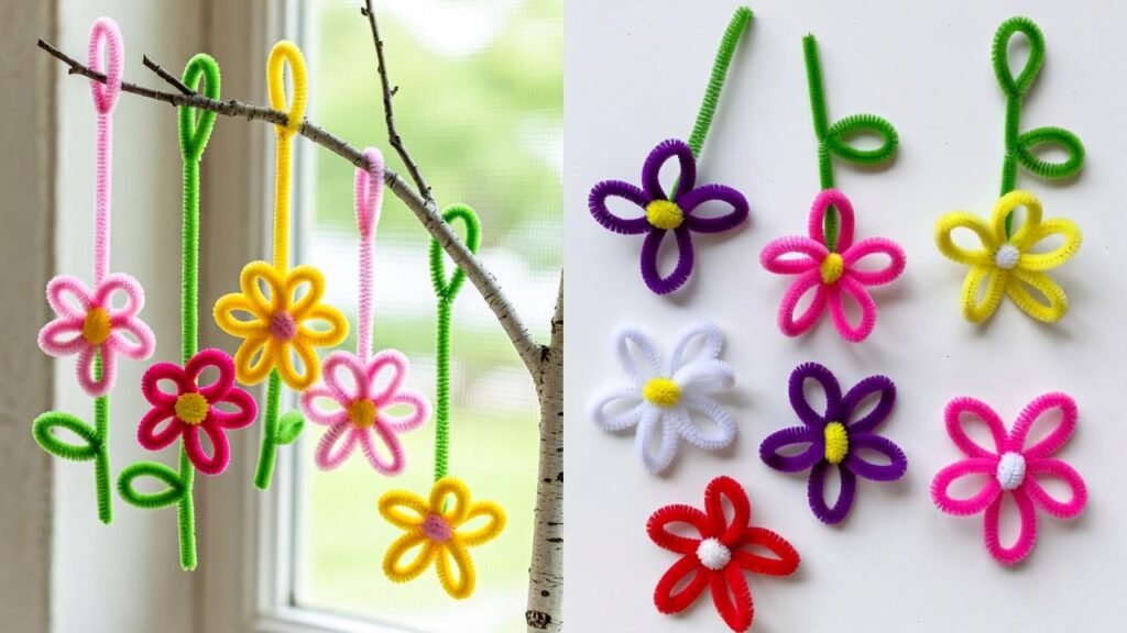 Pipe Cleaner Flowers as Ornaments and Kids Crafts